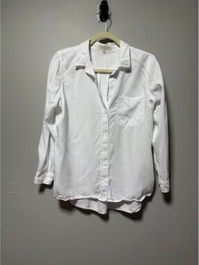 Side Stitch White Button Up Shirt PXS Minimalist Office Workwear